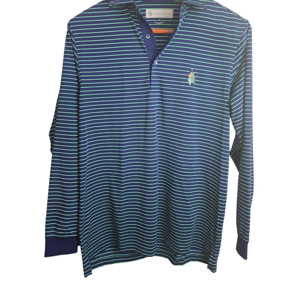 Donald Ross Navy and Green Striped Polo Shirt